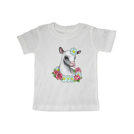 

Inktastic Cute Goat with Roses and Daisies Gift Baby Boy or Baby Girl T-Shirt