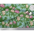 thumbnail image 3 of Soimoi Green Georgette Viscose Fabric Leaves & Peony Floral Print Sewing Fabric Yard 42 Inch Wide, 3 of 3