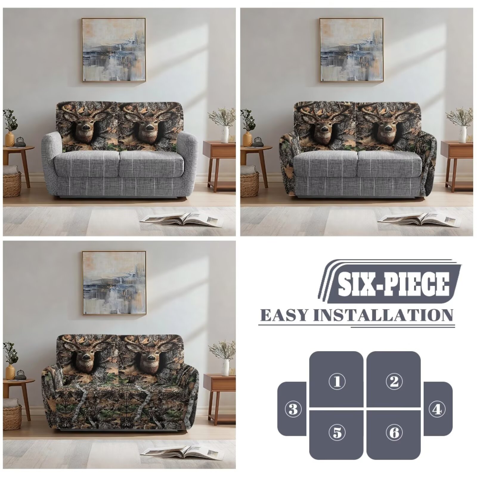 Yuyamidu Black Camo Loveseat Recliner Covers 2 Seater Hunting Branch Recliner Loveseat Slipcover with Elastic Edge Breathable Furniture Protector