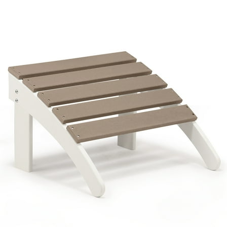 Aoodor Outdoor Adirondack Ottoman, HDPE Patio Foot Rest, All Weather Foot Stool - Brown