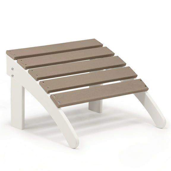 Aoodor Outdoor Adirondack Ottoman, HDPE Patio Foot Rest, All Weather Foot Stool - Brown