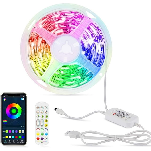5M 5050 RGB LED strip, light strip controlled via remote control - Perfect