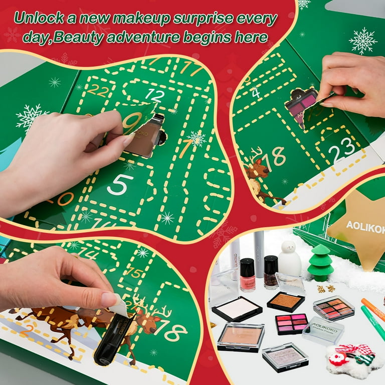 Makeup Advent Calendar 2025,24 Days Christmas Makeup Kits for