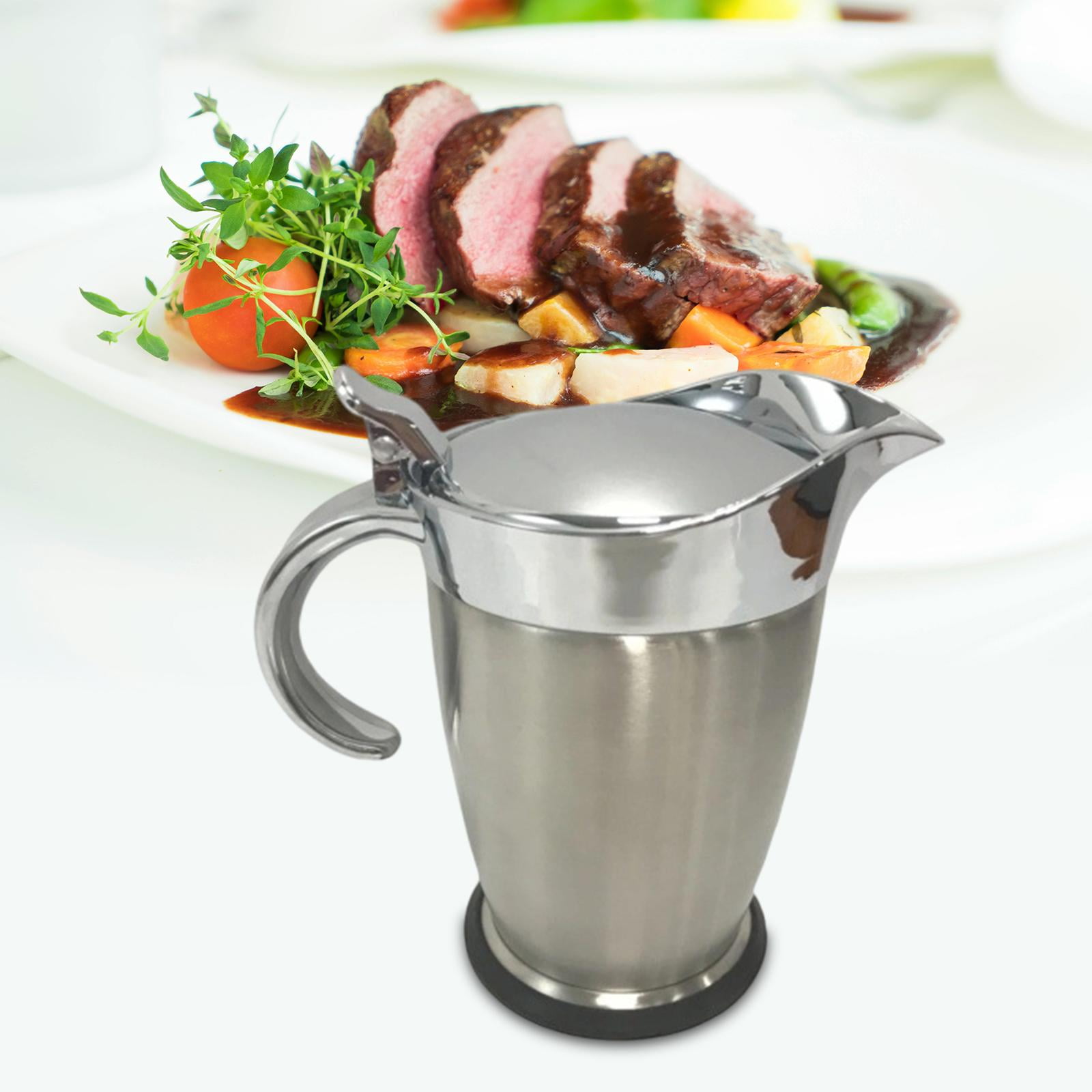 Sauce Jug Gravy Pitcher Thermal Pot Double Insulated Stainless Steel Design for Home Kitchen Restaurant Use