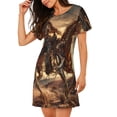 thumbnail image 2 of JUNZAN Chemise de Nuit à Manches Courtes Imprimé Cheval de Cowboy Squelette Western pour Femmes, Chemise de Nuit Confortable à Col Rond Mignonne à Volants, 2 of 6