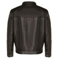 thumbnail image 3 of Mens Classic Leather Quilted Biker Jacket - Sutton in Black, 3 of 4