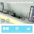 thumbnail image 3 of Merluxy Full Size Button Tufted Platform Bed Frame with LED Lights, Charging Station, White, 3 of 7