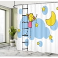 thumbnail image 5 of Ambesonne Cartoon Shower Curtain, Girl Ladder with Star, 69"Wx84"L, Yellow Blue, 5 of 5