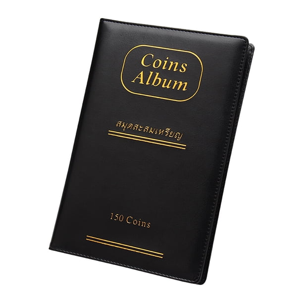 Bearachild Libro de colección de monedas de 150 bolsillos, gran capacidad, moneda de dólar de plata rusa, sellos de dinero a prueba de agua, Almacenamiento y organización del hogar Negro Bearachild HA073927-01