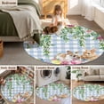 thumbnail image 5 of Round Rug 4Ft Washable Non-Slip, Easter Rabbits Circle Area Rugs for Living Room Bedroom, Spring Cute Bunny Eggs Flowers Leaf Blue Plaid Indoor Floor Mats Carpet Runner for Home Decor Aesthetic, 5 of 8