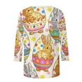 thumbnail image 6 of Ailaofu 3/4 Length Sleeve Womens Tops Casual Loose Fit Crewneck T Shirts Cute Easter Retro Print Three Quarter Length Tunic Tops, 6 of 7