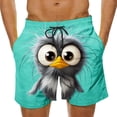 thumbnail image 2 of BRGZLK Mens Beach Shorts Summer Drawstring Waist Funny Big Eyed Bird Expression Print Summer Swim Trunks Novelty Beachwear Vacation Shorts with Pockets, 2 of 6