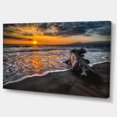 thumbnail image 2 of Log on Beach During Sunset - Seashore Canvas Art Print, 2 of 4