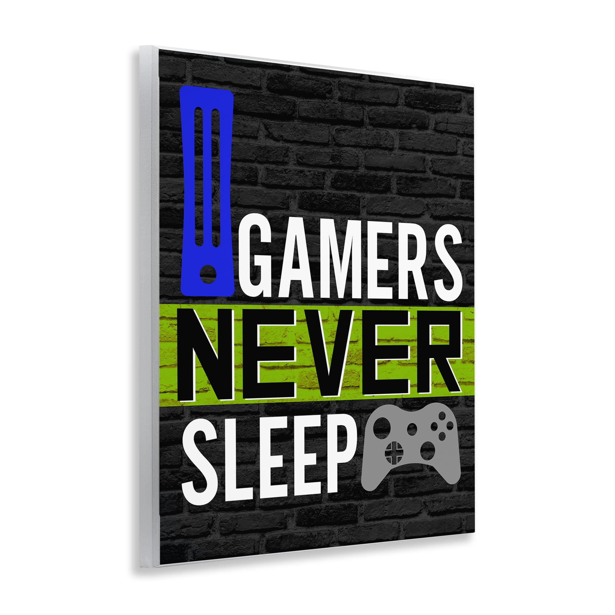 Stupell Industries Gamers Never Sleep Typography Painting Unframed Art Print Wall Art, 11 x 14
