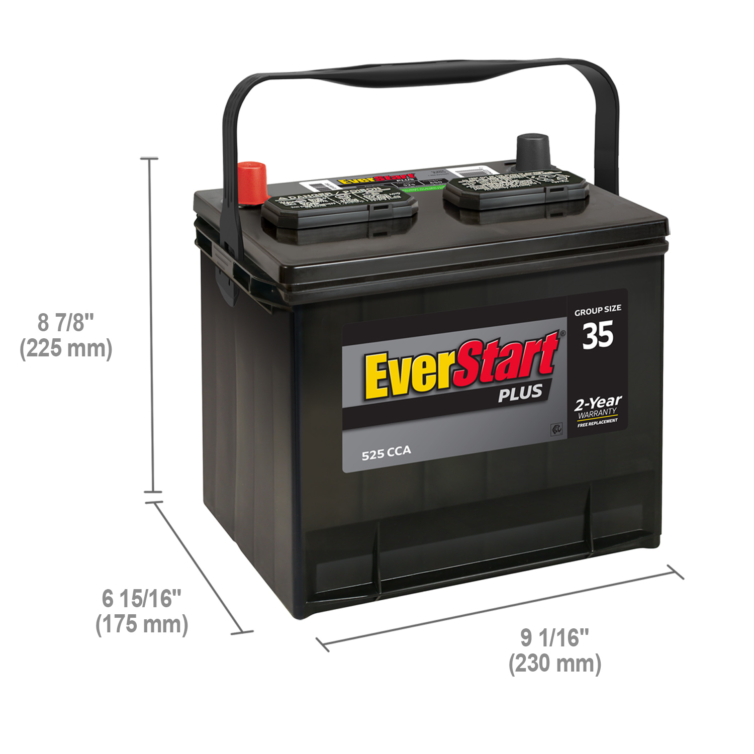 EverStart Plus Lead Acid Automotive Battery, Group Size 35 12 Volt, 525 CCA - image 2 of 7