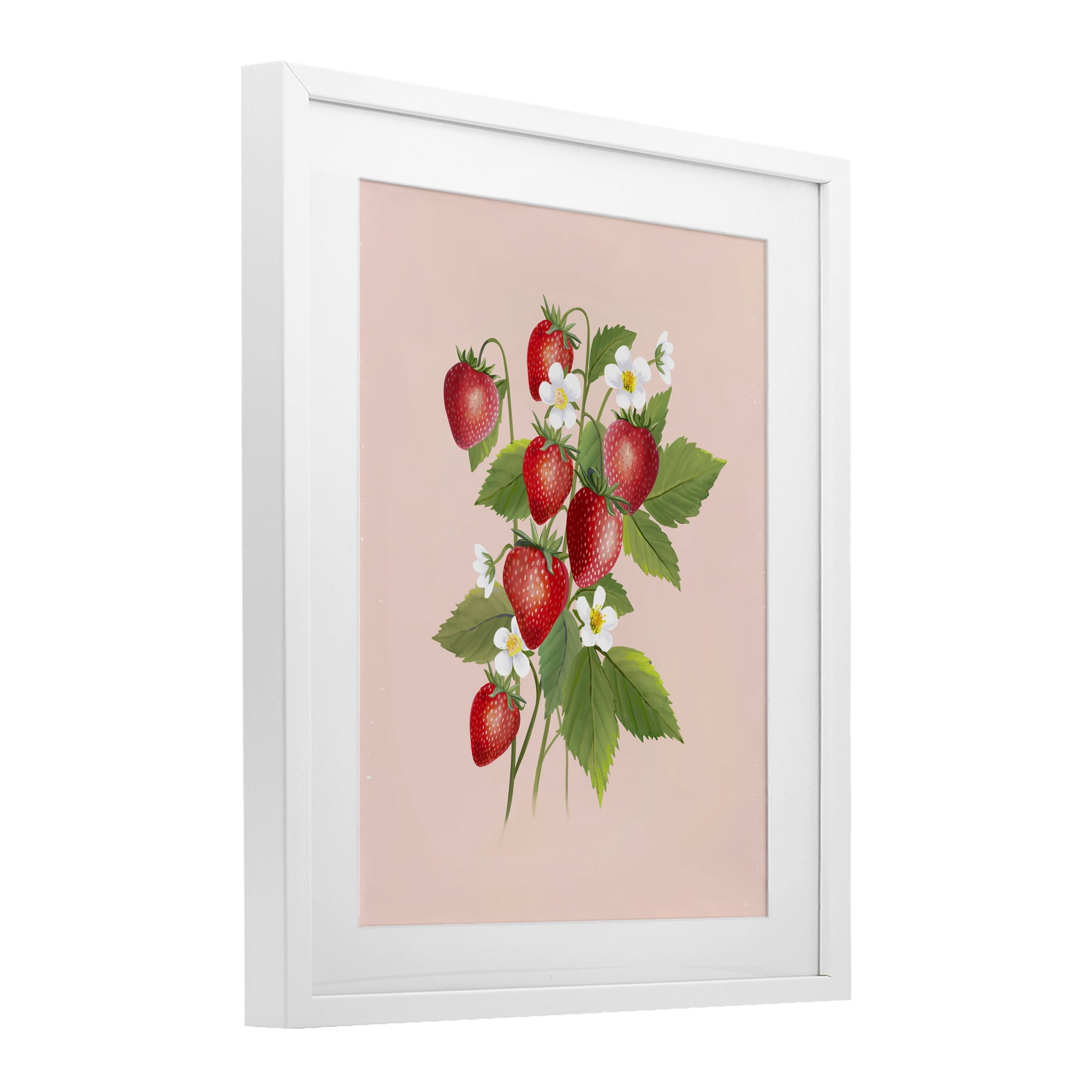 Stupell Industries Cottage Garden Strawberries White Framed Print Under Glass, design by Diane Neukirch