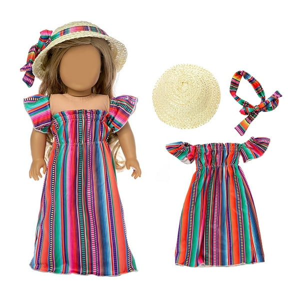 Toys under $5! kkbbma 18 Inch Doll Dress,Doll Clothes and Accessories for 18 inch Dolls Casual Long Dress with Hat