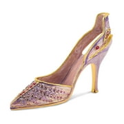 Bejeweled Crystal Enameled Lavender High Heel Card Holder QBJ4021