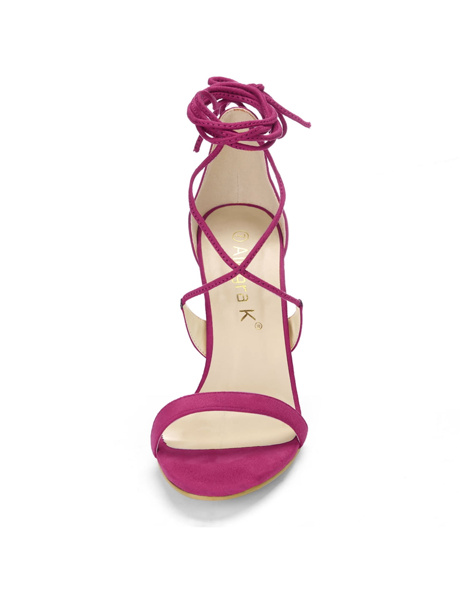 DARING DIVA Women Open Toe Stiletto High Heel Lace-Up Black Sandals 10 Hot Pink
