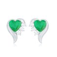 thumbnail image 2 of Rosec Jewels 1.25 CT Natural Emerald Stud Earrings with Diamond Stone, Heart Shape Emerald Earrings for Women, 18K White Gold, 2 of 8