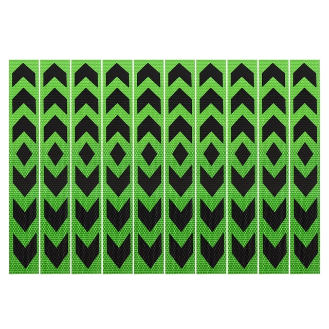 Etiqueta Engomada Reflectante De Coche 40x5cm Reflector De Patrón De Flecha Verde Negra 10Pcs