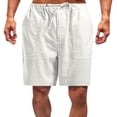 thumbnail image 2 of Casual Shorts for Men Loose High Waist Drawstring Elastic Waist Solid Workout Bottom Shorts with Pockets White, 2 of 7