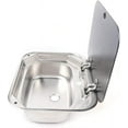 thumbnail image 5 of Fichiouy Kitchen Basin Sink Hand Wash Basin with Glass Lid Cold&Hot Faucet for RV Caravan Camper Silver, 5 of 10
