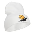 thumbnail image 4 of Moon Bats Halloween Embroidered Long Beanie - White OSFM, 4 of 5