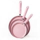 thumbnail image 1 of Juego de Sartenes Antiadherentes JUSTUP Rosa de 3 Piezas, 1 of 9