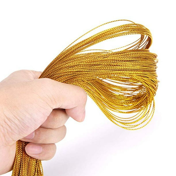 2 Rolls Metallic Cord String Non Stretch Thread for Jewelry Craft Making  and Tags (Gold) 
