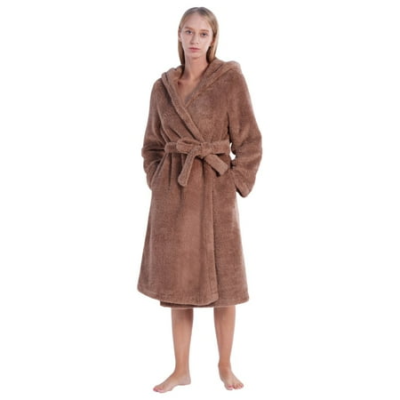 

Hazel Tech Flannel Pajamas Women s Bathrobe Solid Color Thickened Household Clothes Pocket Hooded Bathrobe Thickening