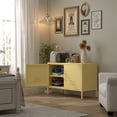 thumbnail image 6 of Marcree Locker Cabinet, Metal Storage Cabinet with Doors, Metal TV Stand for Bedroom, Wide Accent Storage, Yellow, 6 of 9