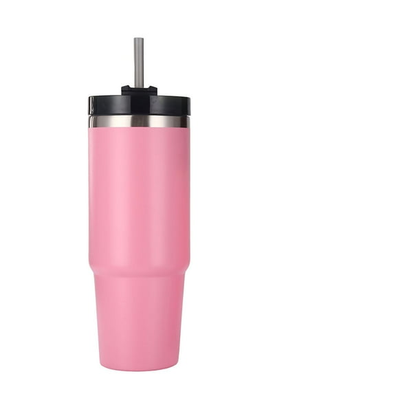Travel Tumbler Cup Stainless Steel with Straw Lid Keep Warm and Cold Coffee Mug for Home Office Pink 30oz