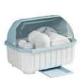 thumbnail image 2 of Medium Size Dish Drying Rack and Drain Board with Lid Cover,15.5" x 11.4" x 11.8",Kitchen Plate Cup Tray Cutlery Drainer(Sky Blue), 2 of 4