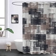thumbnail image 2 of Black and Brown Shower Curtain, Plaid Abstract Art with Brushstrokes Image Print Bathroom Curtain for Men Bathtub Decor Waterproof Fabric Machine Washable with 12 Hooks, 2 of 6