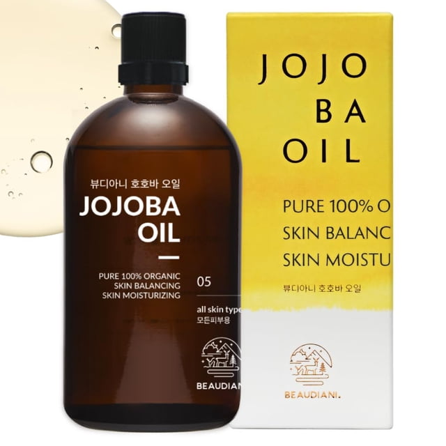 BEAUDIANI Aceite de jojoba orgánico 3.4 fl oz puro orgánico natural aceite dorado prensado en frío virgen coreano cuidado de la piel aceite de jojoba para piel cara cuerpo cabello uñas cutícula vita