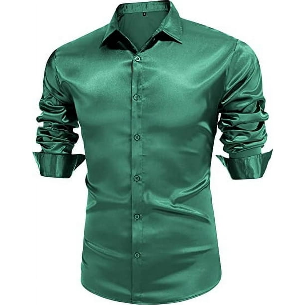 mens neon green dress shirt Green and Blue Floral Flock Top main image 0