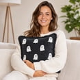 thumbnail image 6 of Cute Ghost Fringe Halloween Throw Pillow, Black Velvet Ghost Square Decorative Cushion, Soft Accent Pillow, for Sofa, Couch, Bedroom， 40*40cm, 6 of 6
