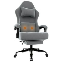 Ergonomic Gaming Chair, Electronic Gaming Chair With Massage Lumbar Support And Foot Pedals, Fabric Computer Chair(Grey)