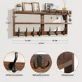 thumbnail image 2 of Coat Rack Wall Mount with Shelf, Pine Two-Tier Wall Shelf Mounted Coat and Key Hanger with 7 Heavy Duty Hooks 4 Key Hooks, Entryway Key Holder with Mail Holder for Bedroom,Living Room (Brown), 2 of 7