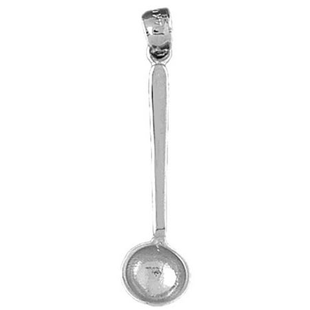 18K White Gold 3D Measuring Spoon Pendant - 36 mm