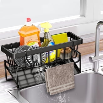 Kitchen Sink Drain Rack & Storage Shelf | Soap, Sponge, Cloth Holder | Silver/Gray 7 thumbnail image