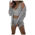 thumbnail image 1 of Ketyyh-chn99 Ensemble de Pyjamas pour Femmes Mode Hiver Chaud Trois Pièces Ensemble de Pyjamas Shorts Doux Gris,TG, 1 of 4