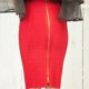 thumbnail image 3 of Women High Waist Striped Bandage Knee Length Midi Pencil Skirt Solid Color Zipper Bodycon Stretchy Slim Empire Skirt White XL, 3 of 4