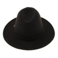 thumbnail image 3 of Sombrero Fedora Gorro de Panamá Borde Ancho con Cinta de Cuero Estilo Retro Navidad para Mujer Negro Soledad sombrero fedora de lana mujer hombre, 3 of 10