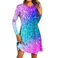 thumbnail image 1 of Amzcrzy Robes d'Été pour Femmes Décontractées Plage Boho Robe Manches Longues Col Rond Robe de Plage Ample Courte Robes à Sequins Mini Robe d'Été, 1 of 5