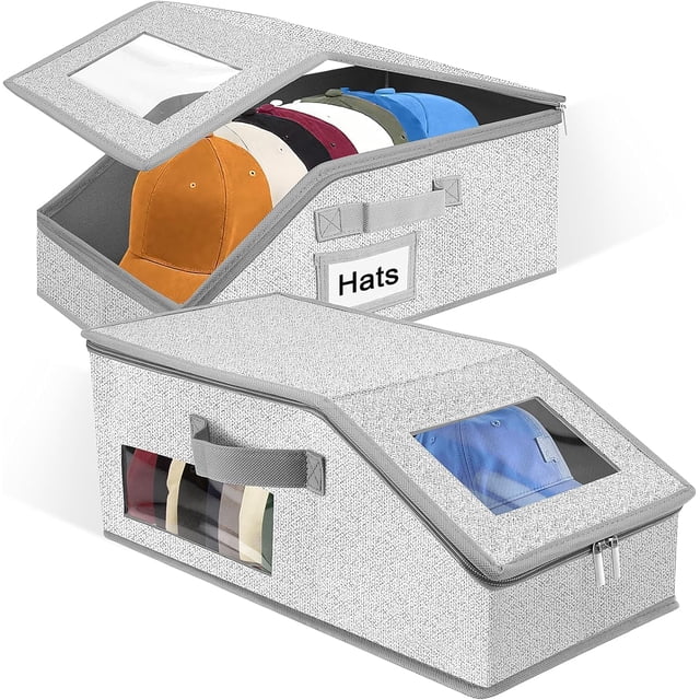 Organizador de Gorras, Capacidad para hasta 24 gorras, Guardar gorras, Organizador de gorras de béisbol, Caja para guardar sombreros, Ahorrador de Espacio para Armario (2)