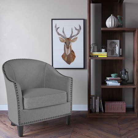 Simpli Home - Kildare 29 inch Wide Transitional Tub Chair in Linen Look Fabric - Slate Grey