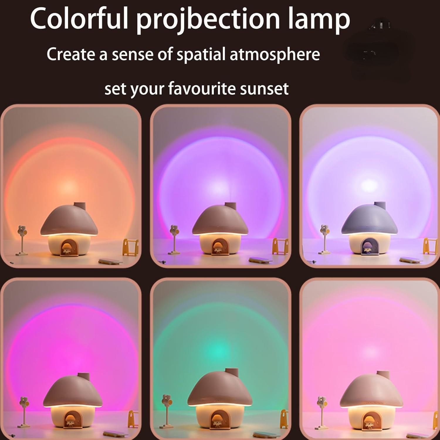 Humidifier for Bedroom,Portable Humidifier,Baby humidifier with 7 modes of sunset atmosphere lighting and 2 modes of night light,two spray modes,suitable for children,bedroom and office