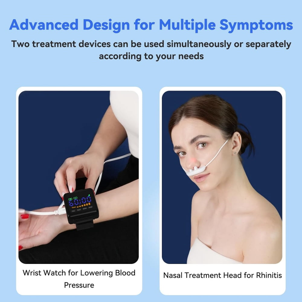 Wrist and Nose Laser Light Device - 10 x 650nm Red Light LED Beads, Dual Modes for Relaxation, Adjustable Timer for Daily Wellness